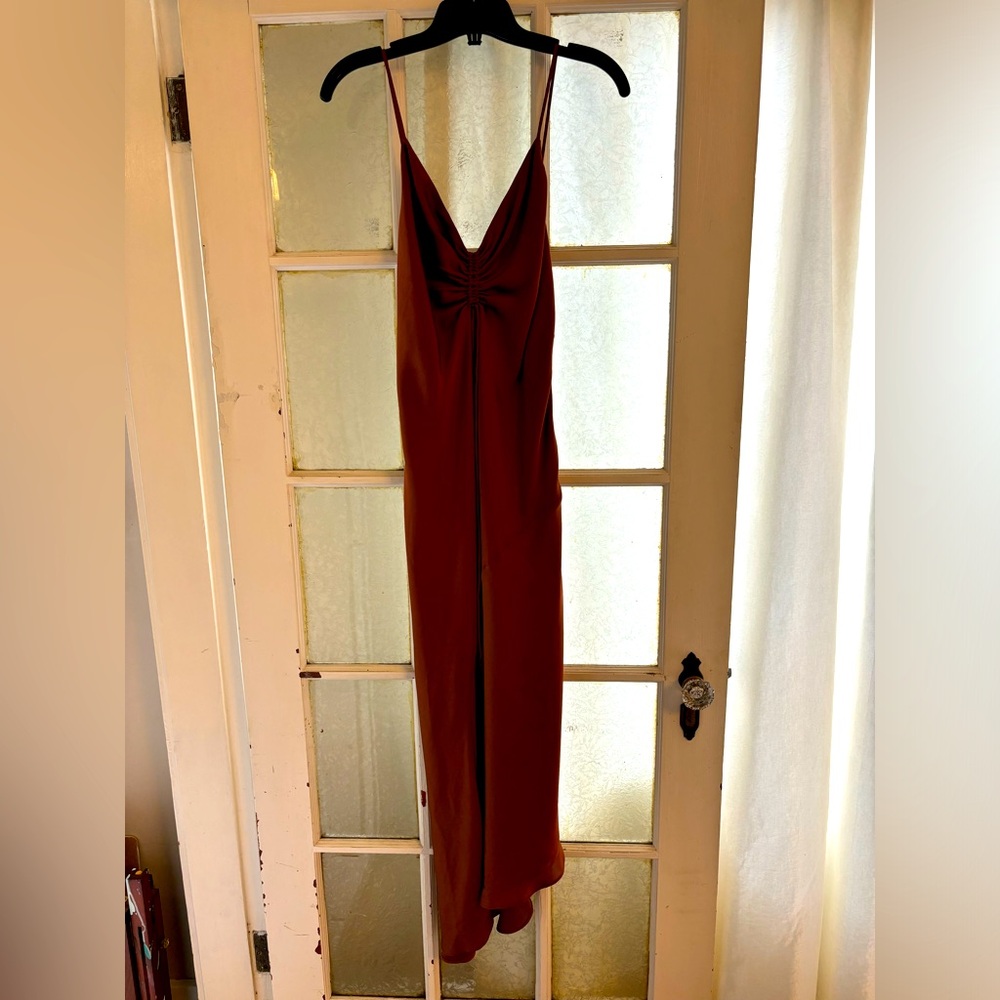 ALL SAINTS bronze midi slip dress